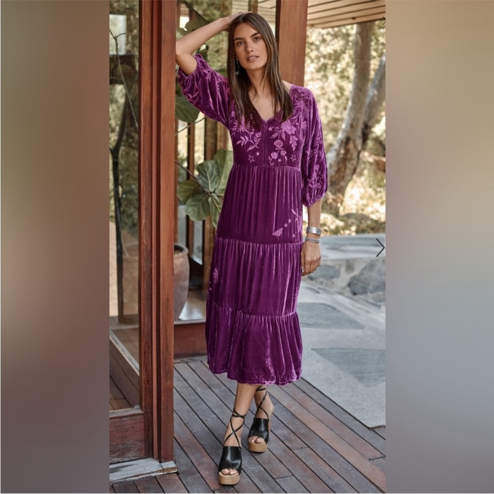 NWT Johnny Was velvet dolman tiered dress